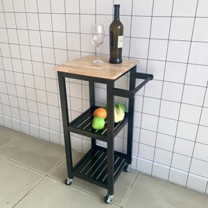 Chariots de cuisine avec rangement, chariot de service de cuisine, petit pont de cuisine <span class=keywords><strong>sur</strong></span> roues, dessus de bureau en chêne, noir - Product Image 5