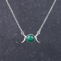 Collier Vintage Croissant Clavicule Collier Lune Soleil Pendentifs Chaîne En Acier Inoxydable Pierre Naturelle Colliers Femmes Filles Collier
