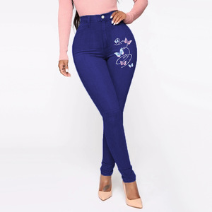 YSMARKET <span class=keywords><strong>Jeans</strong></span> S-3XL elasticizzati ricamati da <span class=keywords><strong>donna</strong></span> <span class=keywords><strong>Jeans</strong></span> a fiori elastici pantaloni femminili in Denim Plus Size - Product Image 3