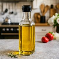 Bouteilles carrées en verre pour sauce piquante de 150 ml et 250 ml avec compte-gouttes, bouchons noirs et film rétractable pour vinaigrette