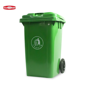 중형 야외용 바퀴 달린 120L PP 재활용 쓰레기통 녹색 뚜껑 및 재활용 로고-공공장소용 쓰레기통 - Product Image 2