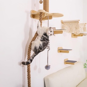 ROPECUBE Kattenwandplanken Kattenmeubilair met 4-in-1 ontwerp (Klimtoren+Krabpaal+Gezellige rustplaats+Observatieplatform) - Product Image 5