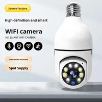 Caméra panoramique HD sans fil pour intérieur avec ampoule E27, vision nocturne infrarouge, détection d'alarme et stockage sur carte mémoire