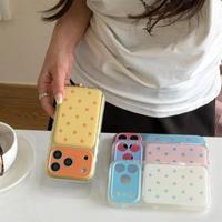 Coque de téléphone INS Corée à pois contrastés pour fille, compatible iPhone 17 16 15 Pro Max, avec grande fenêtre et protection antichoc