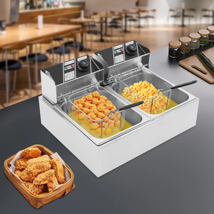 Friteuse électrique professionnelle à double cuve en acier inoxydable pour restaurant, maison, frites, poulet, cuisine - Product Image 5