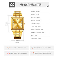 Reloj SKMEI 2619 para Hombre, Reloj de Pulsera de Cuarzo Cuadrado, Correa de Acero Inoxidable, Caja de Aleación de Zinc, Reloj de Vestir para Hombre de Negocios, Resistente al Agua 30M