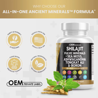 Biocaro Suppléments pour Adultes Shilajit Capsules de Mousse de Mer avec Huile de Graines Noires Ashwagandha Racine de Bardane Shilajit de l'Himalaya
