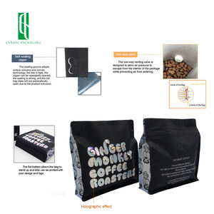 Bolsa de Café Personalizada con Sellado de 8 Lados, Holograma Láser, Lámina Dorada, Plástico de Grado Alimenticio, Bolsa con Cierre <span class=keywords><strong>Ziploc</strong></span> para Envasado de Chicle y Gelatina - Product Image 3