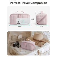 Trousse de Toilette de Voyage pour Femme, Portable, Imperméable, Rose Moelleux, Organisateur Cosmétique, Sac de Douche Ouvert
