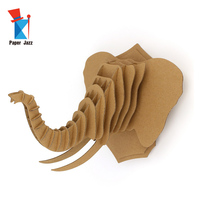 Puzzle 3D Tête d'Éléphant, Jouet Éducatif DIY, Grand Modèle en Carton à Suspendre pour Décoration Murale, 5 à 7 Ans