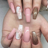 Marbre Pierre Style Acier X Cercueil Français Ongles Artificiels Gel Enfants Appuyez Sur Les Ongles