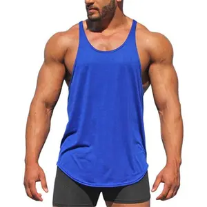 Hete Verkoop Effen Kleur Heren Sportvest Puur Katoenen Bodybuilding Fitness Dunne Riem Racer Back Tank Top Hemdje Singlets Voor Heren