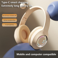 Headphone Gaming Over-Ear Dinamis Bercahaya Baru BT 5.3 dengan Lampu RGB, Desain Lipat, Pas di Telinga, Berkualitas Tinggi untuk E-Sports dan Musik