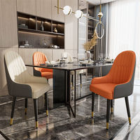 Ensemble moderne de 2 chaises de salle à manger en cuir artificiel Chaise de salon avec bras Pieds en métal pour salle à manger Cuisine