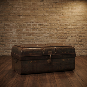 Vintage Industrial <b>Metal</b> Iron <b>Trunk</b> Storage Box Rectangular Travel Chest with Latch - Product Image 4