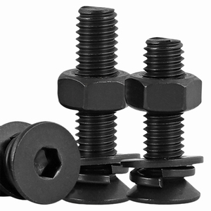 Juego de tornillos y tuercas de cabeza avellanada hexagonal métrica de acero al carbono negro grado 12.9 M2-M8, conjunto de tornillos Allen y tuercas - Product Image 1