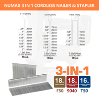 Numax Agrafeuse sans fil 3-en-1 calibre 16 et 18, cloueur droit et cloueur à clous fins pour le bois, compatible avec les batteries Makita