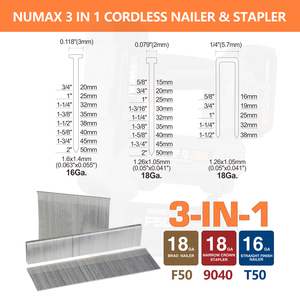 Grapadora y Clavadora Neumática Inalámbrica 3 en 1 Numax Calibre 16 y 18 <span class=keywords><strong>para</strong></span> Acabados Rectos en Madera Compatible con Batería <span class=keywords><strong>Makita</strong></span> - Product Image 5