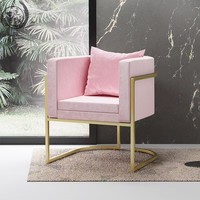 Fauteuil individuel nordique en acier inoxydable et tissu velours, design contemporain pour la maison, le bar, l'appartement, la villa, le salon, l'hôtel