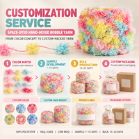 Fil fantaisie touffeté ombré à pompons, couleur bonbon pastel, moelleux, pour coussin au crochet et punch needle DIY, faible MOQ, vente en gros