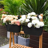 Pot Gantung Oval dengan Lubang Drainase, Pot Besi Tempa Warna-warni, Pot Sukulen untuk Pagar Balkon