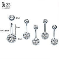 5-teiliges G23 Mix Körperschmuck-Set: Nasen-, Ohr-, Bauch-, Lippen-, Zungenringe, Captive Bead Augenbrauen-Piercings