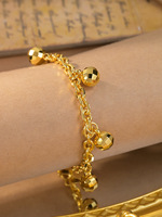 Bracelet épais à billes rondes laser et à clochettes, avec pièces de monnaie dorées suspendues, pour la danse du ventre et la danse indienne, accessoires de spectacle