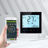 Termostat AC Tuya 24v Wifi Smart Central AC Thermostat Dua Pipa Empat Pipa AC110v 220v Sistem Pendingin Pemanas Lantai Rumah Hotel