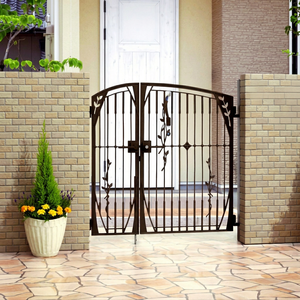 Portails battants doubles en fer forgé traditionnels KHP, style classique, commande manuelle, revêtement poudré, durables, installation facile, directement de l'usine - Product Image 1