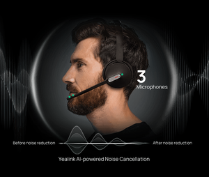 Casque sans fil DECT+Bluetooth double mode WH64 avec réduction de bruit IA 3 microns, autonomie ultra longue - Product Image 1