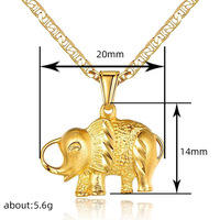 Collier pendentif éléphant plaqué or à la mode en métal léger avec Zircon Lucky Elephant Thai Design-pour cadeau