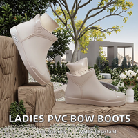 Bottes de pluie pour femmes tendance, tube bas, couleur unie, PVC, chaussures à nœud pour femmes, été, hiver, automne, caoutchouc pour l'exportation, commerce extérieur