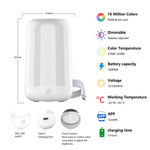 RGB Smarte Nachttischlampe Dimmbare Touch-Nachtleuchte mit Musik-Sync App-Steuerung USB-Aufladbarer Akku für Schlafzimmer Kinderzimmer - Product Image 4