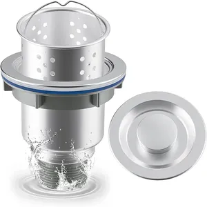 Kitchen Sink Waste Drainer Strainers Stainless Steel Kitchen Sink Strainer Plug Drain Filter Stopper Basket Kitchen Sink Drain