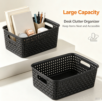 Panier de rangement moderne en plastique avec poignée – Organisateur de bureau et domestique pour l'étude, les collations et le rangement des objets divers, facile à transporter