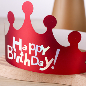 Cappello per Torta di Compleanno in Cartone Dorato, Corona Venduta Direttamente dalla Fabbrica per Bambini e Adulti, 50/100 Pezzi, Decorazioni per Feste - Product Image 1