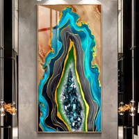 Peinture murale moderne de luxe léger, impression jet d'encre sur panneau de densité métallique, incrustation de diamants, grande peinture murale abstraite pour hall d'entrée