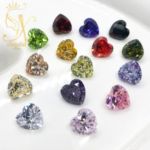 Vente en gros de pierres synthétiques en zircone cubique en forme de cœur, effet couleur et feu, pour bijoux, pierres CZ en vrac - Product Image 3