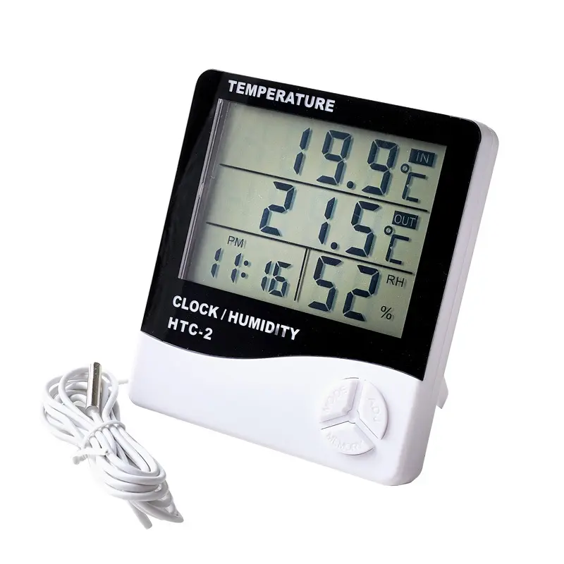LCD Électronique Numérique Température Humidité Compteur Thermomètre Hygromètre Intérieur Extérieur Station Météo réveil HTC-1 HTC-2