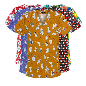 Soleil Fleur 100% Coton Bleu Couleur Soins Infirmiers Chirurgicaux Hôpital Scrubs Uniformes Ensembles XL Logo Personnalisé Médical Imprimé Scrubs Top - Product Image 4