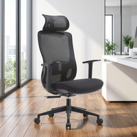 Chaise de bureau exécutive robuste, ergonomique, avec support lombaire, moderne, réglable, structure en plastique, assise en PU/Nylon, pivotante, pieds en aluminium