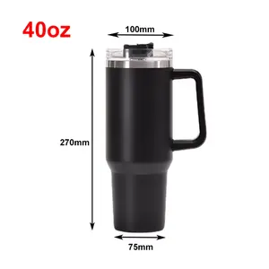 Custom Vacuum Insulated 40oz Quencher Travel Mug Flowstate Stainless Steel Tumbler With Straw And Handle