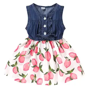 Kleinkind Mädchen Outfits Baby Sunflower Prinzessin Kleider Denim Sommer Ärmellose Kleidung Jean Tutu Röcke für Mädchen