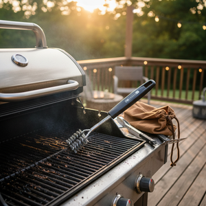 Y-Grill brosse de nettoyage en acier inoxydable outils de barbecue en plein air avec manche en bois pratique emballé dans un sac - Product Image 3