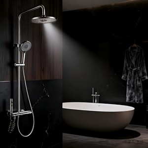 Ensemble de <span class=keywords><strong>douche</strong></span> à main avec affichage numérique pour piano, vente chaude, entièrement en laiton chromé, robinet à jet de pluie à poignée unique pour hôtel, valve en céramique à débit régulé - Product Image 6