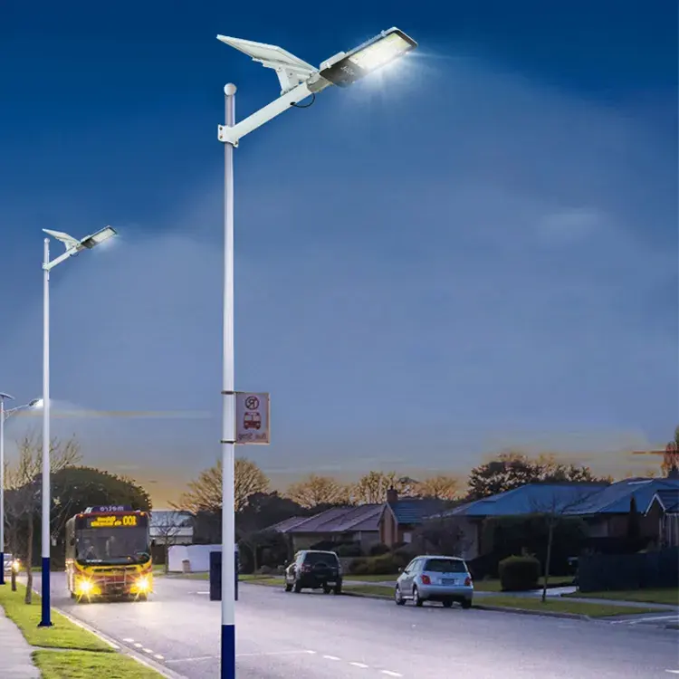 Réverbère solaire commercial extérieur lampe de rue à énergie solaire étanche tout en un led lampadaire solaire