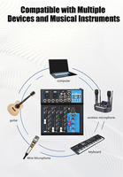 Mini mélangeur audio professionnel F4 + à 4 canaux avec connexion Bluetooth pour l'enregistrement sur ordinateur et les événements en direct