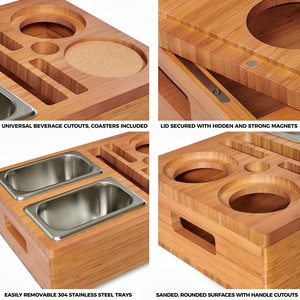 Holz-<span class=keywords><strong>Couch</strong></span>-Getränkehalter mit Snack-Tablett, <span class=keywords><strong>Couch</strong></span>-Organizer Holz-Bierbox Getränkebox Snack-Tablett - Product Image 5