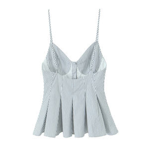 Mujeres Nueva Moda Little plisado Popelina Top Tank Tops Vintage Backless Mujer Camis Chic Tops - Product Image 3