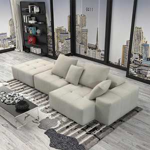 Set di Divani Modulari Moderni in Tessuto, <span class=keywords><strong>Grigio</strong></span> Chiaro, Imbottiti con Spugna, Cuscini Comodi, per Soggiorno - Product Image 1